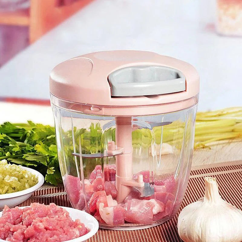 900ML Manual Meat Mincer and Vegetable Cutter Combo - Versatile Garlic Chopper for Effortless Food Preparation