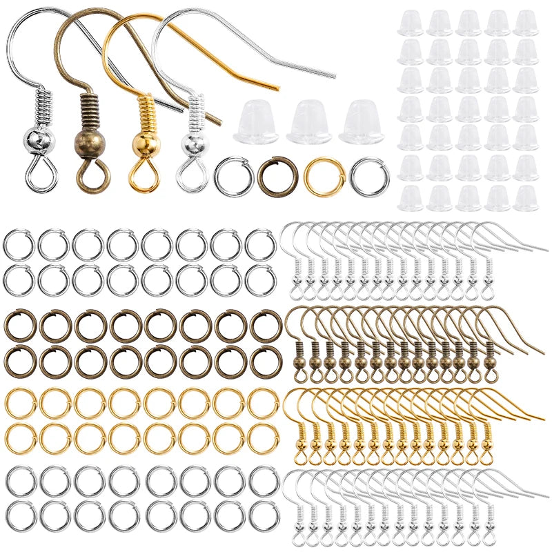 300Pcs Earrings Set Hypoallergenic Hooks Rubber Backs for Jewelry Making