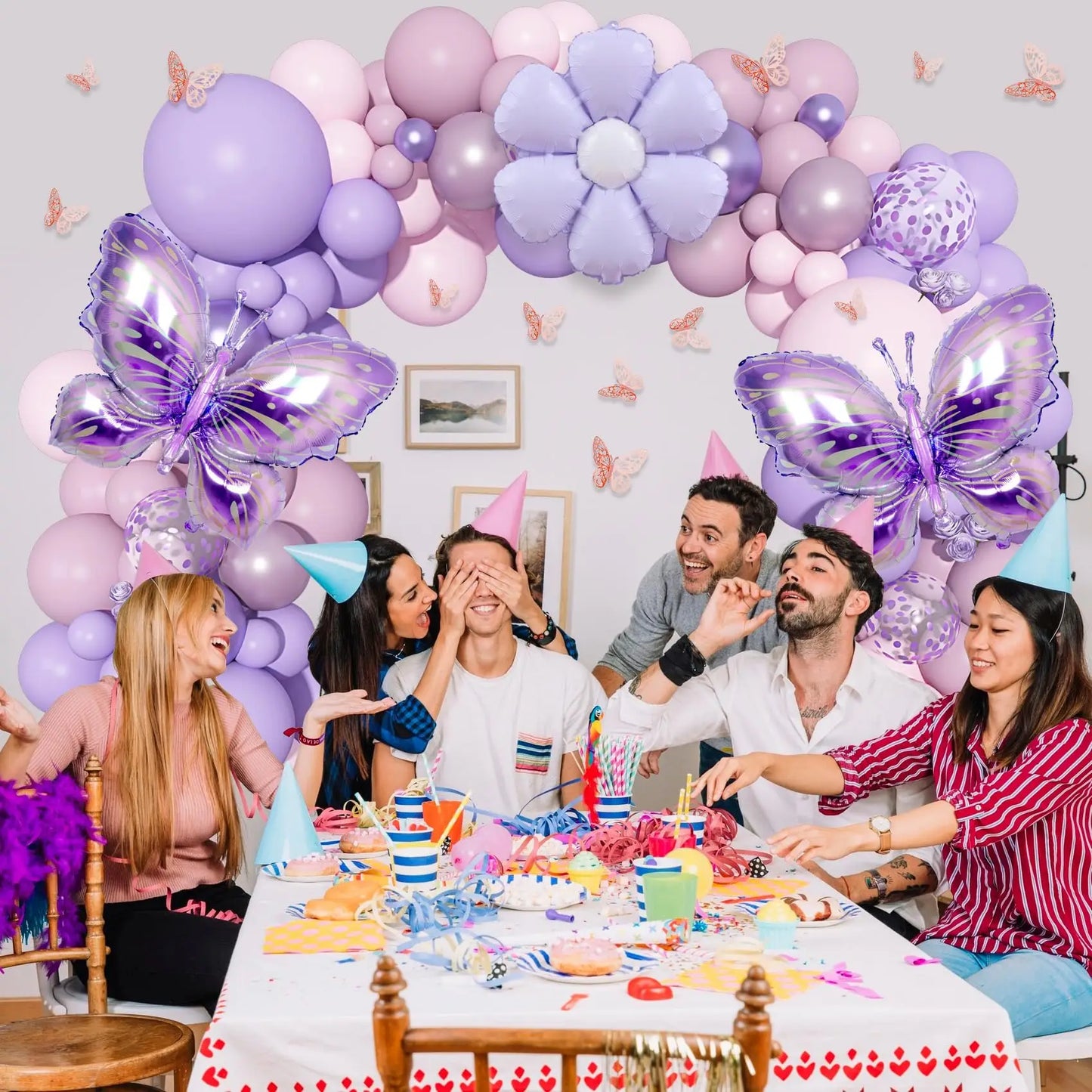 Pink and Purple Butterfly Balloon Arch Garland Kit for Baby Showers Weddings Girls Birthday Parties and Bachelorette Celebrations