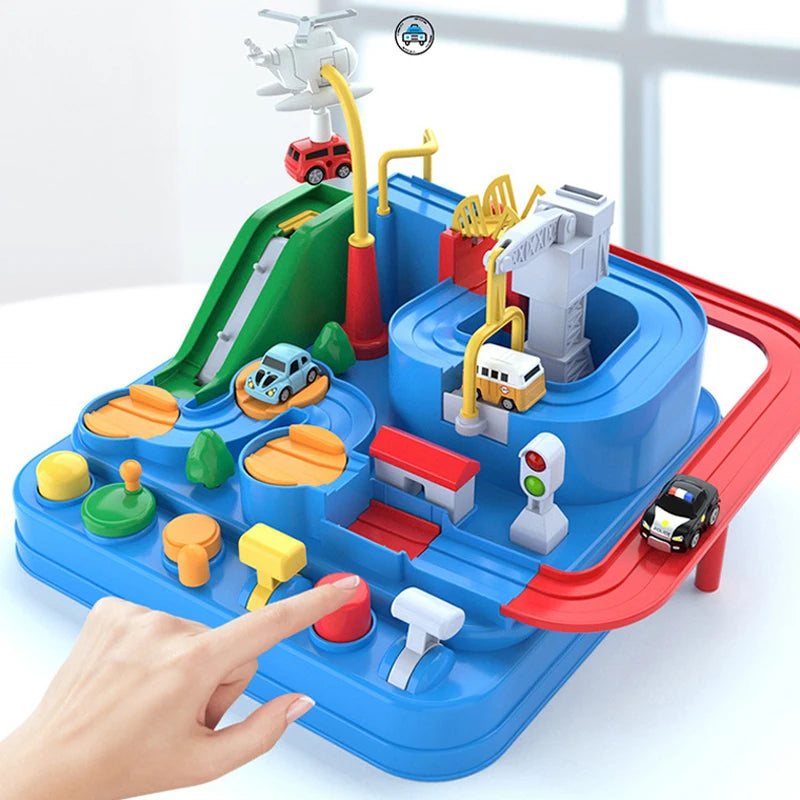 Racing Rail Car Model Educational Toy Set with Interactive Train Tracks for Children Adventure Game