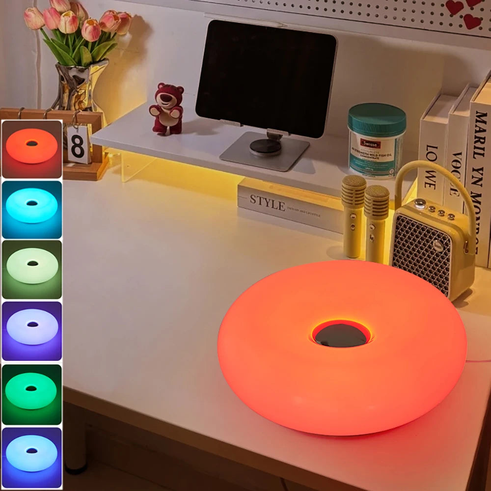 Bauhaus Table Lamp with USB Plug Modern Bedroom and Living Room Decorative Donut Ambient Light