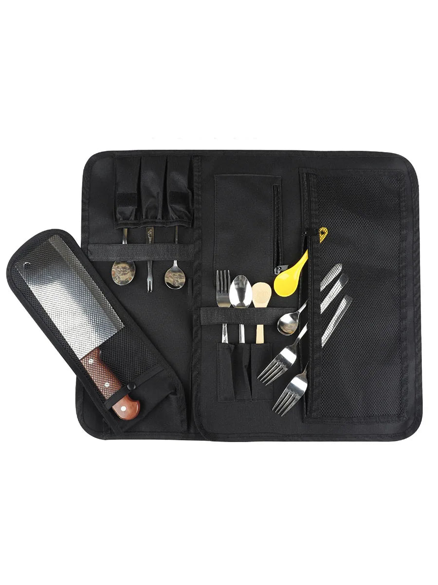 WESSLECO Portable Chef Knife Bag Roll Case with Durable Storage Pockets for Easy Organization
