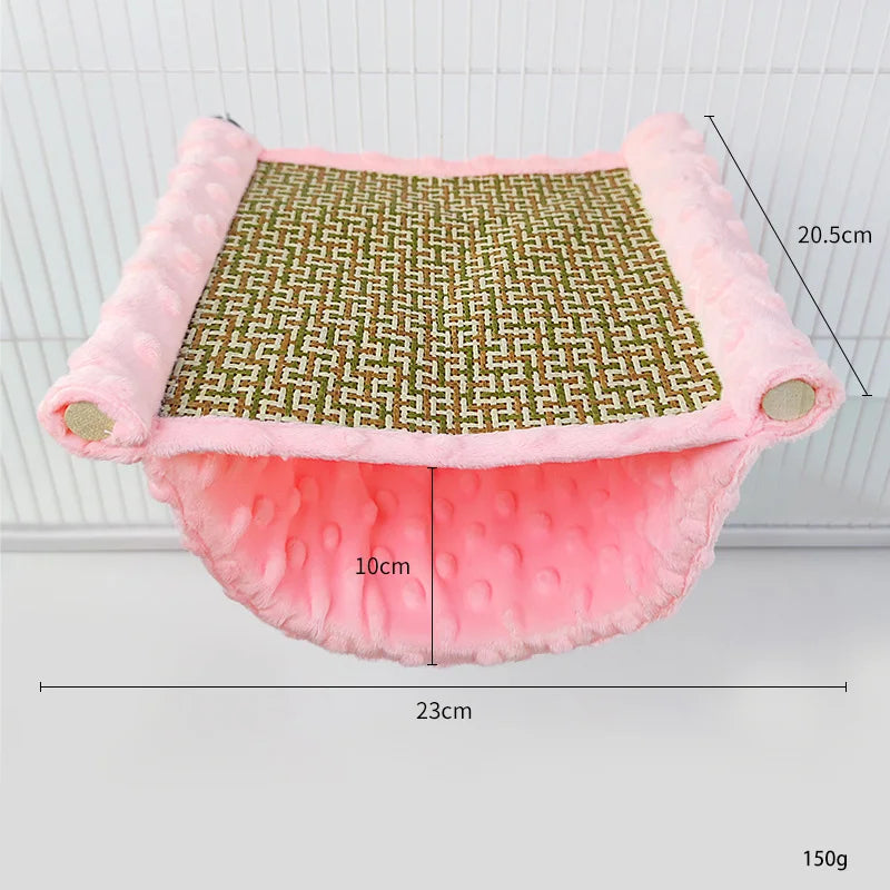 Warm Plush Bird Hammock Parrot Hanging Bed Rattan Bird Sleeping Bed Double Layer Parrot Hamster Hammock Small Pet Supplies