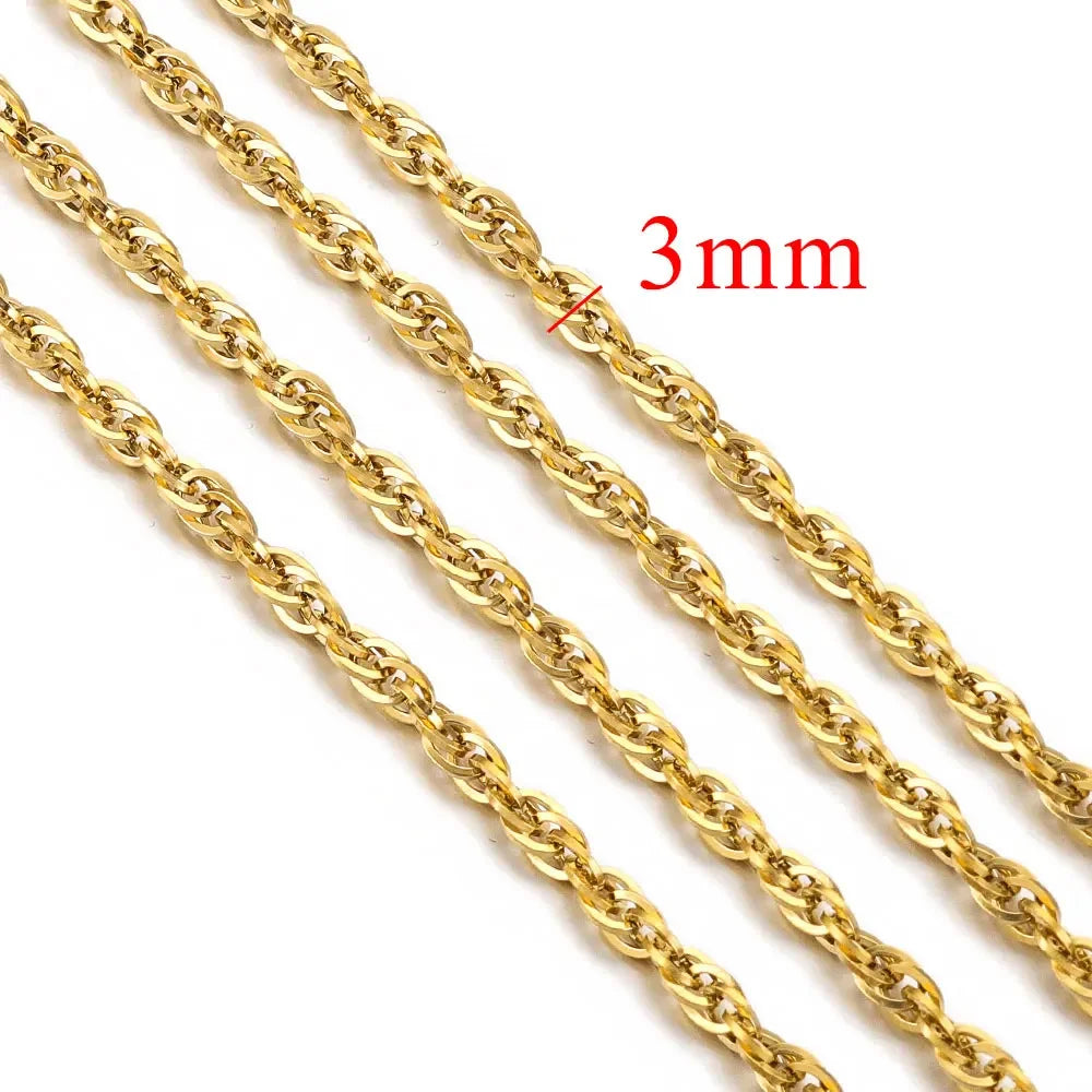 1 Meter Stainless Steel Chunky Hip Hop Gold Color Chains DIY Jewelry