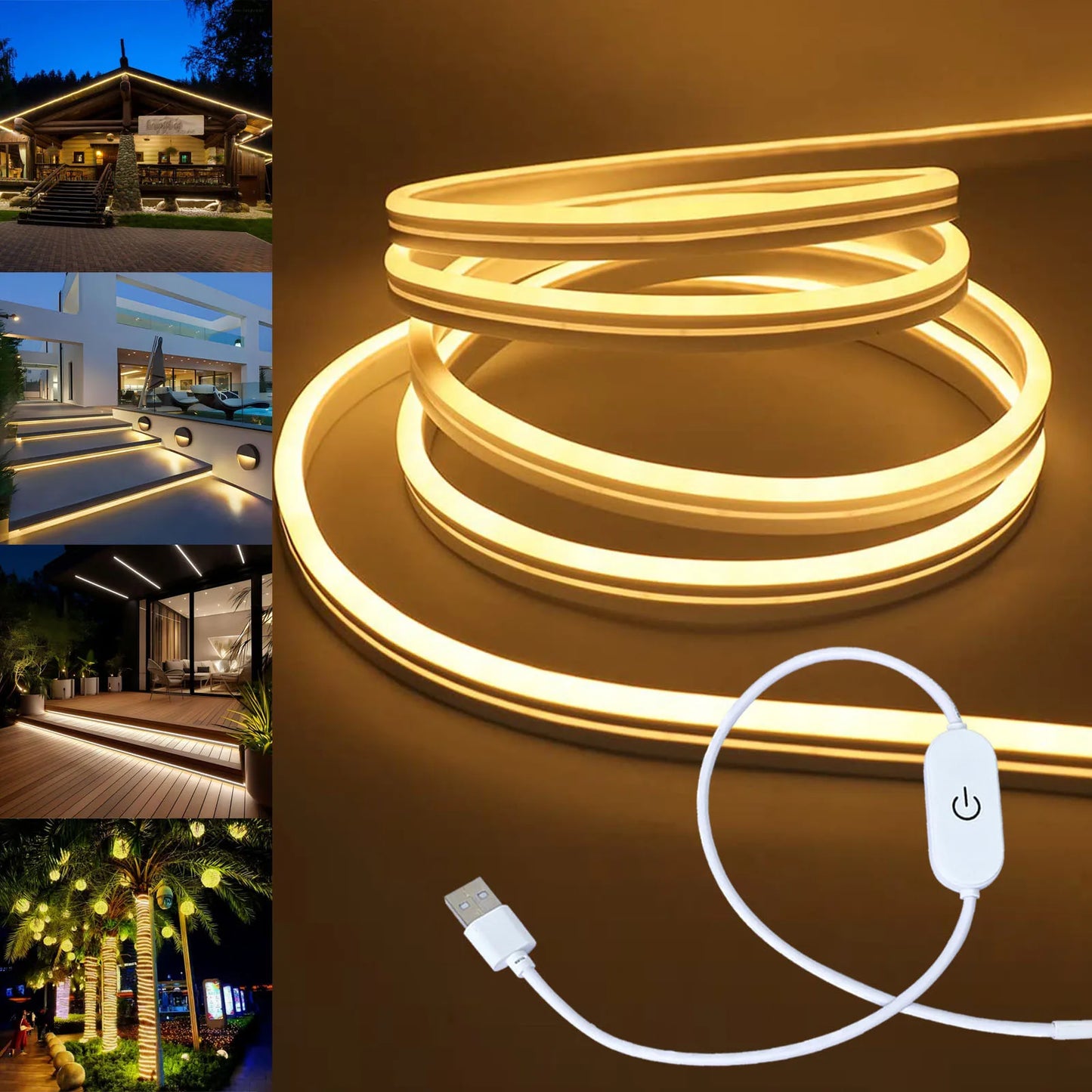 LED Strip Neon Light USB DC 5V Waterproof Dimmable Touch Sensor