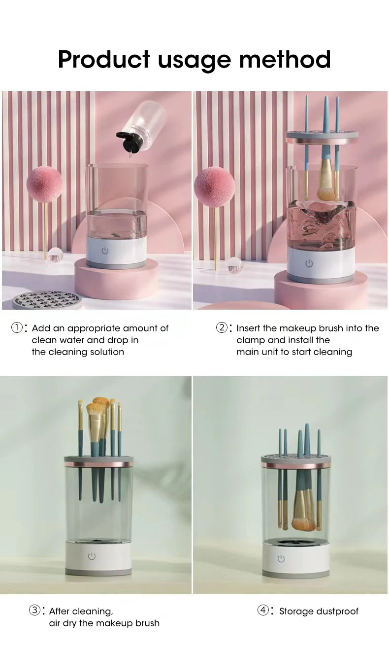 USB Electric Makeup Brush Cleaner Portable 3 In 1 Quick Dry Tool