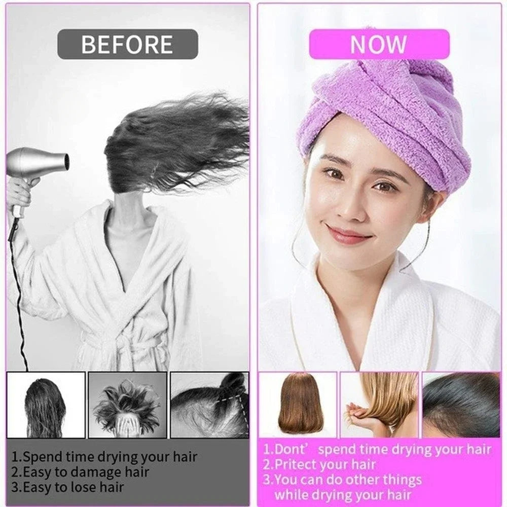 Microfiber Hair Towel Wrap, Anti Frizz Drying Cap for All