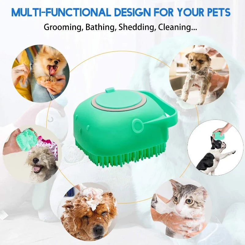 Pet Dog Shampoo Brush 2.7oz Cat Massage Comb Grooming Scrubber