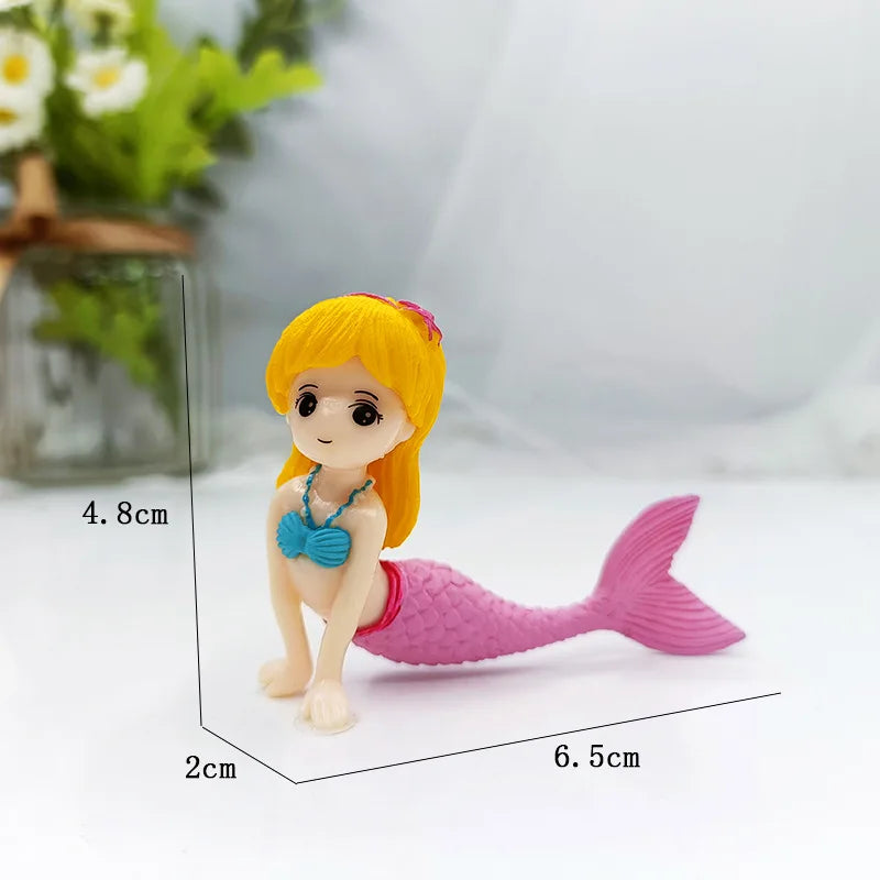 Aquarium Decoration Plastic Fish Tank Little Mermaid Ornament Miniature Figurines DIY Cake Decor Desk Craft Accessories