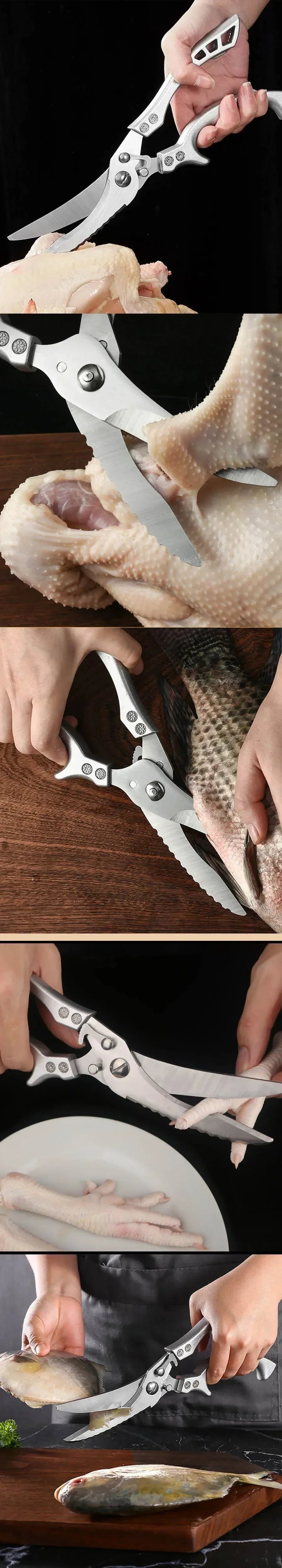 Multipurpose Stainless Steel Kitchen Scissors Ultra Sharp for Chicken Fish and Bone Cutting