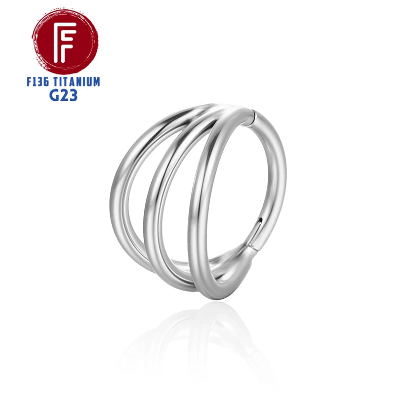 F136 Titanium 3 Layers Nose Rings and Ear Cuff Jewelry