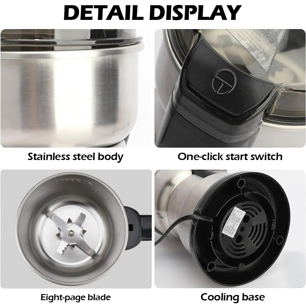 Molinillo de café eléctrico de alta potencia, para cocina, cereales, nueces, frijoles, especias, granos, máquina trituradora, molinillo de café multifuncional para el hogar