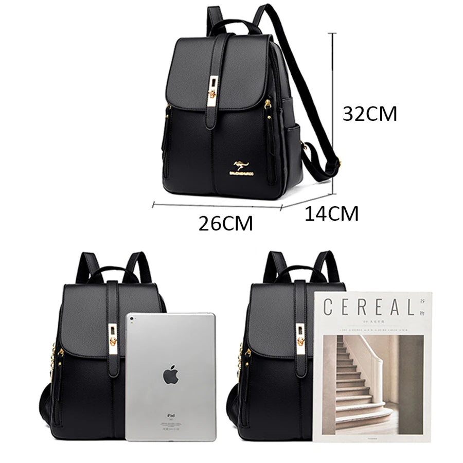 Luxury Women Leather Backpacks for Girls Casual Daypack