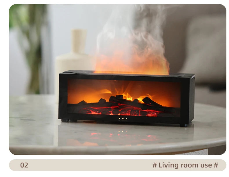 Creative Fireplace Air Humidifier Auto-Off Aroma Diffuser with LED Light and Remote Control