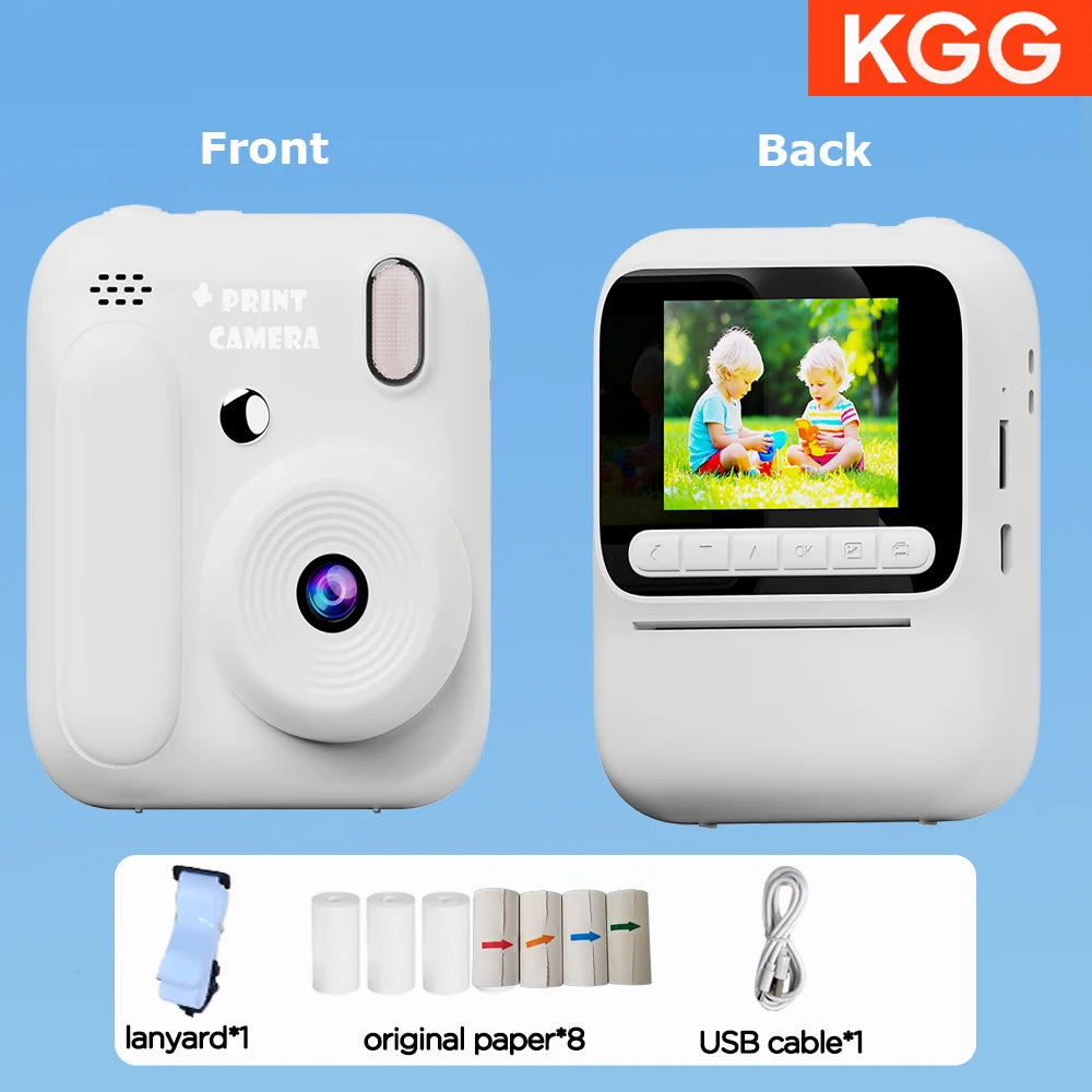Color Printing Camera Kids Instant Camera 32GB 1080P Thermal Print Digital Camera Print Photo Video Games Music Children Gift
