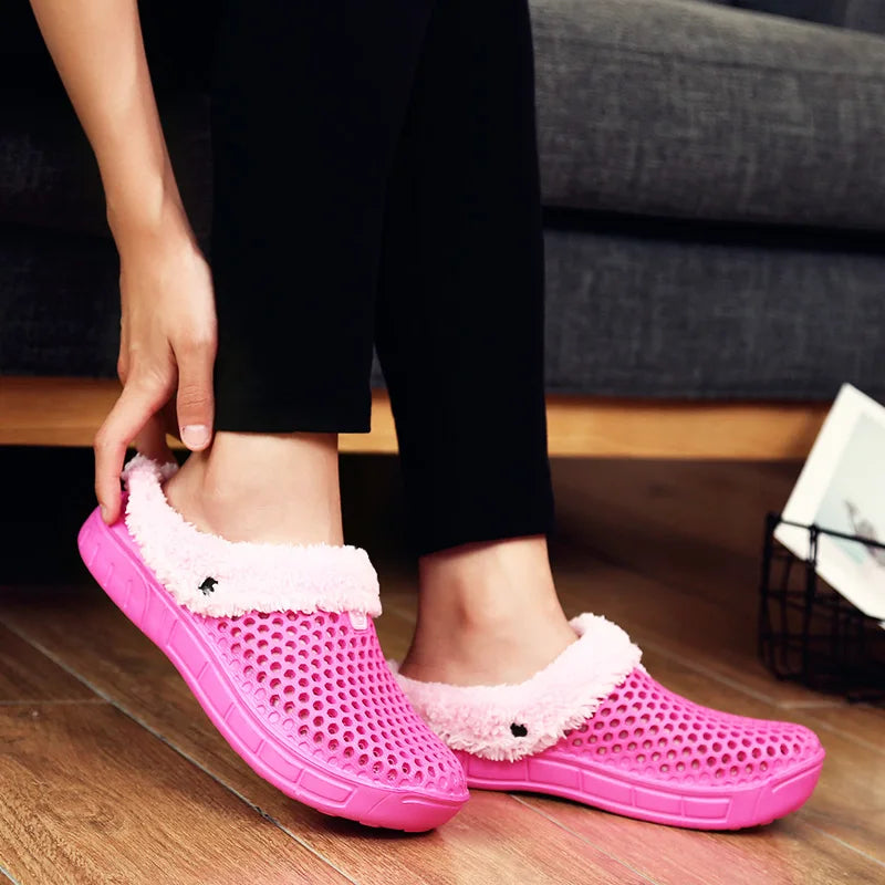 YRZL Winter Slippers Men Women Indoor Warm Non Slip Clogs