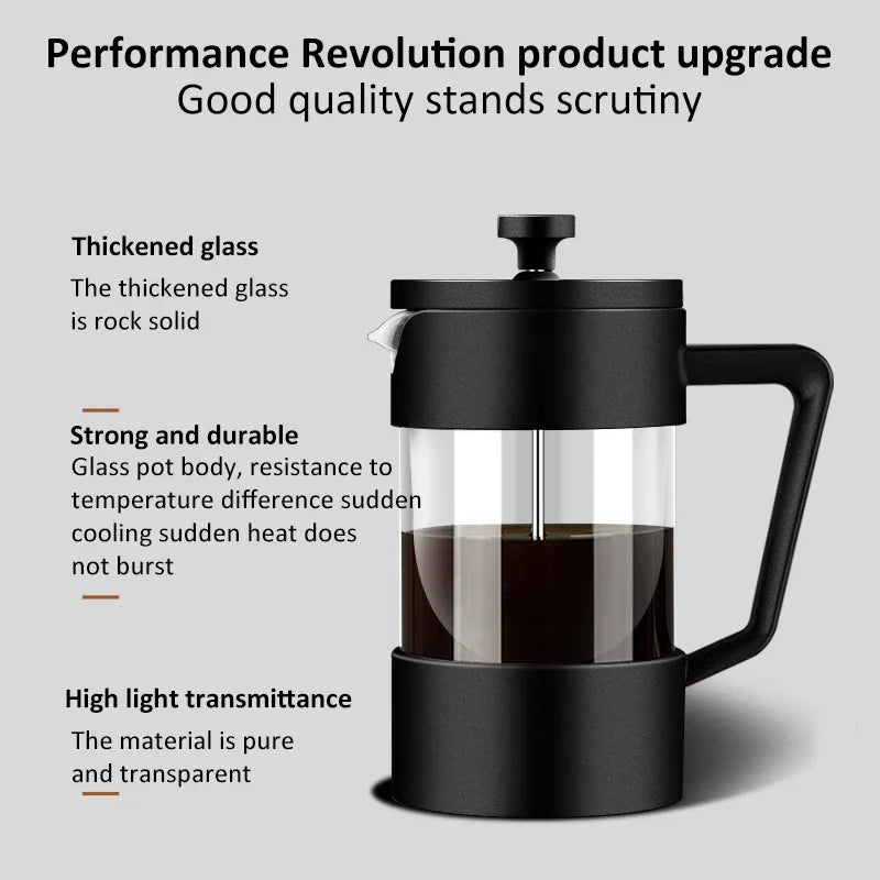 French Press Coffee Maker β 350ml/600ml/1L Borosilicate Glass Pot with Stainless Steel Filter