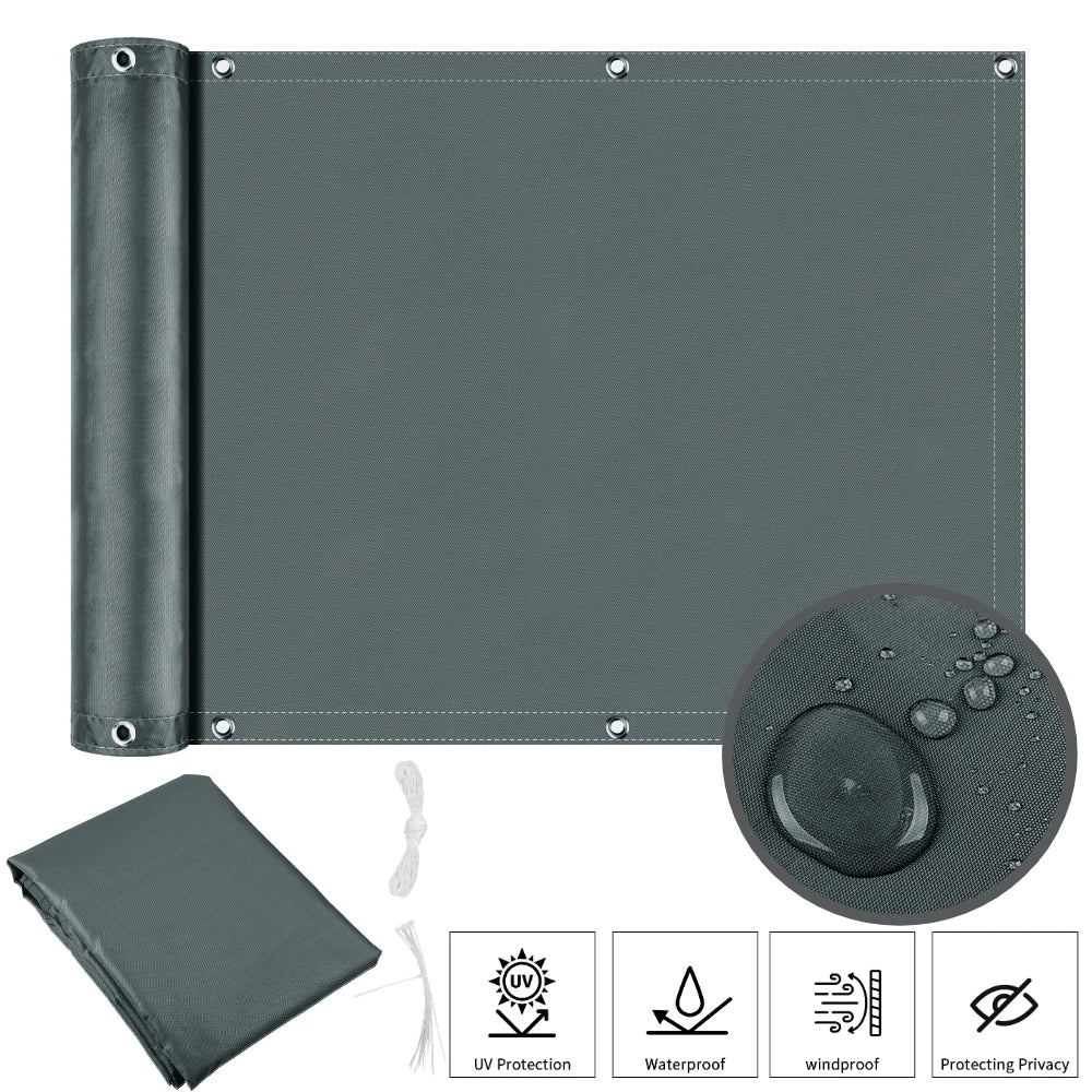 Balcony Privacy Screen Cover Waterproof Shade Cloth with 95 Percent UV Protection for Patio Deck Garden and Pool Decor