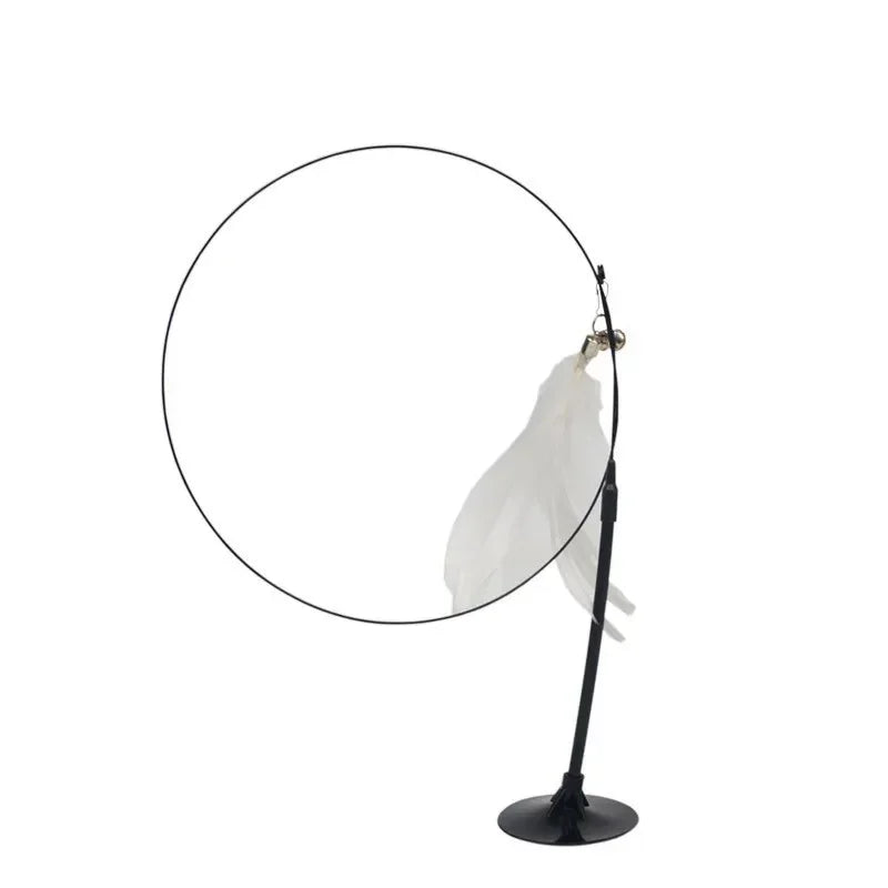 Cat Teaser Stick With Bell Feather Long Rod Suction Cup