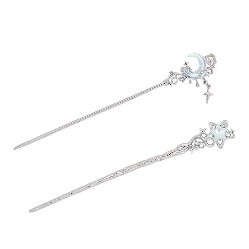 Vintage Moonstone Star Moon Hair Sticks for Women Accessories