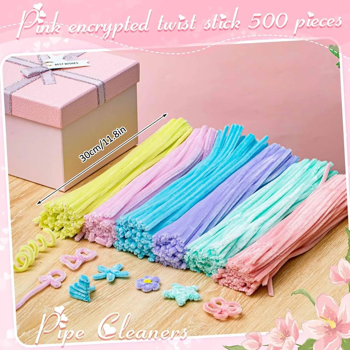 500 or 600 Pieces 12 Inch Pipe Cleaners Chenille Stems Bulk Craft Supplies for DIY Art Projects and Creative Gifts