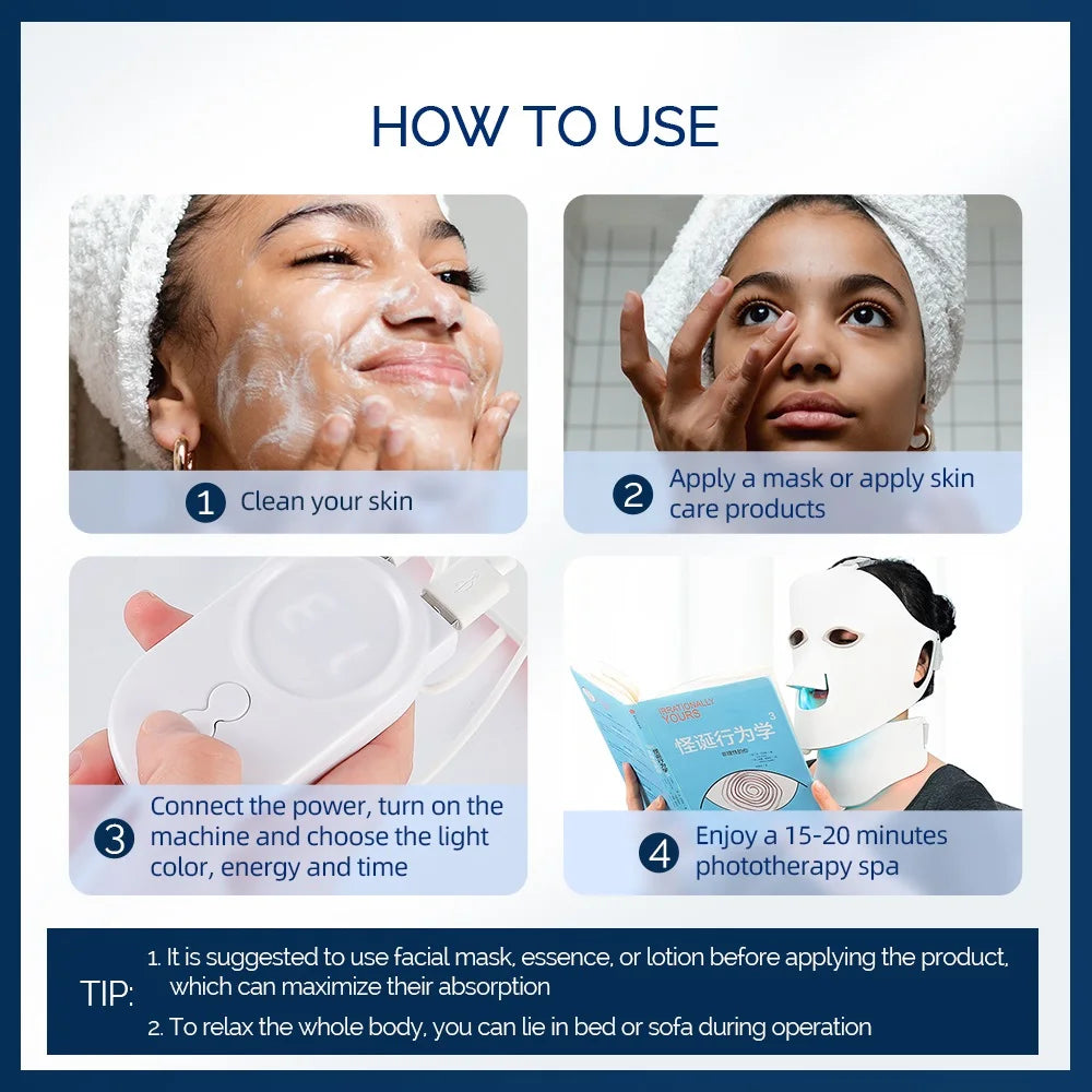 Foreverlily Face Neck LED Mask 7 Colors Photon Therapy