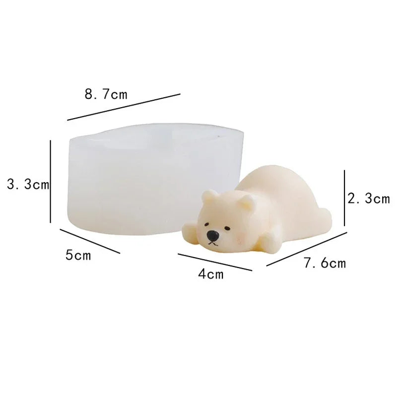 3D Cute Cartoon Bear Silicone Candle Mold Gift Making Kit