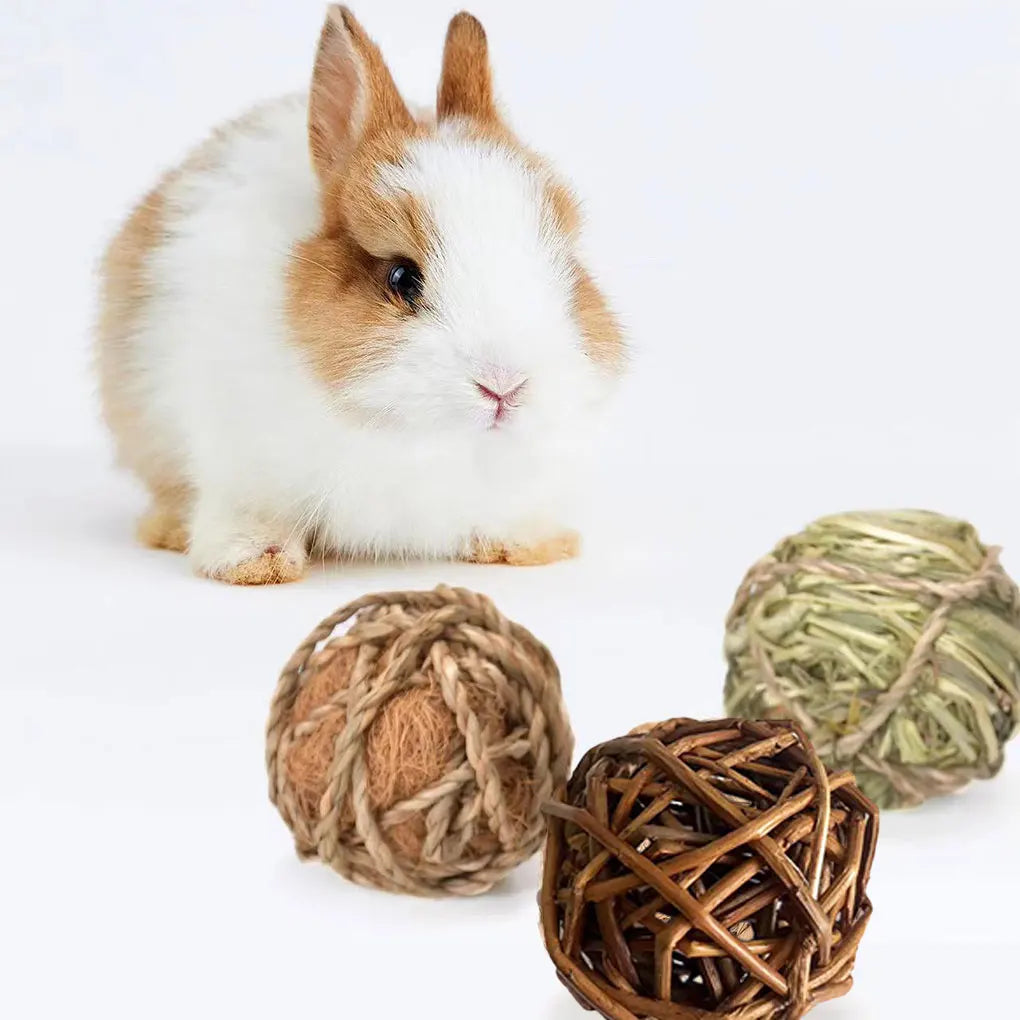 9pcs/set Guinea Pig Toy Natural Willow Branch Ball For Chewing And Entertainment Grind Teeth brown
