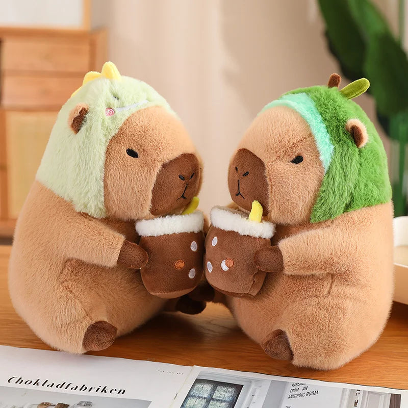 Lotus Leaf Capybara Plush Toy with Unicorn and Dinosaur Design