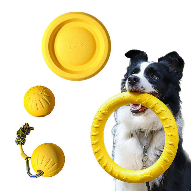 EVA Durable Dog Toys 4 Pack Flying Disc + Ball + Tug Rope for Puppy&Adult Dogs Chew-Proof Teeth Cleaning Set(2024 Best Seller)
