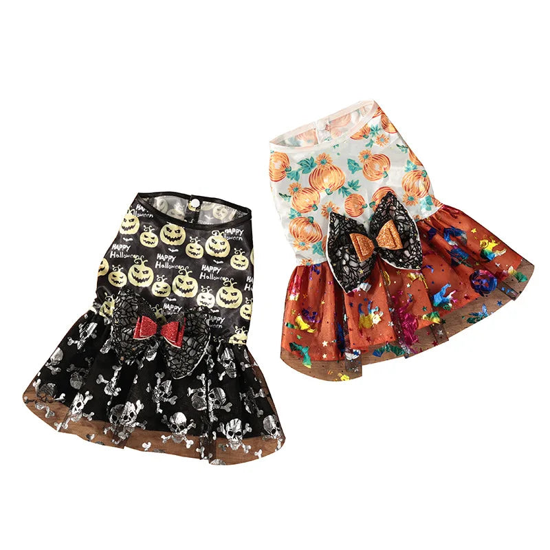 Halloween Dog Dress Pumpkin Pet Costume Party Outfit for Small Medium Large Dogs