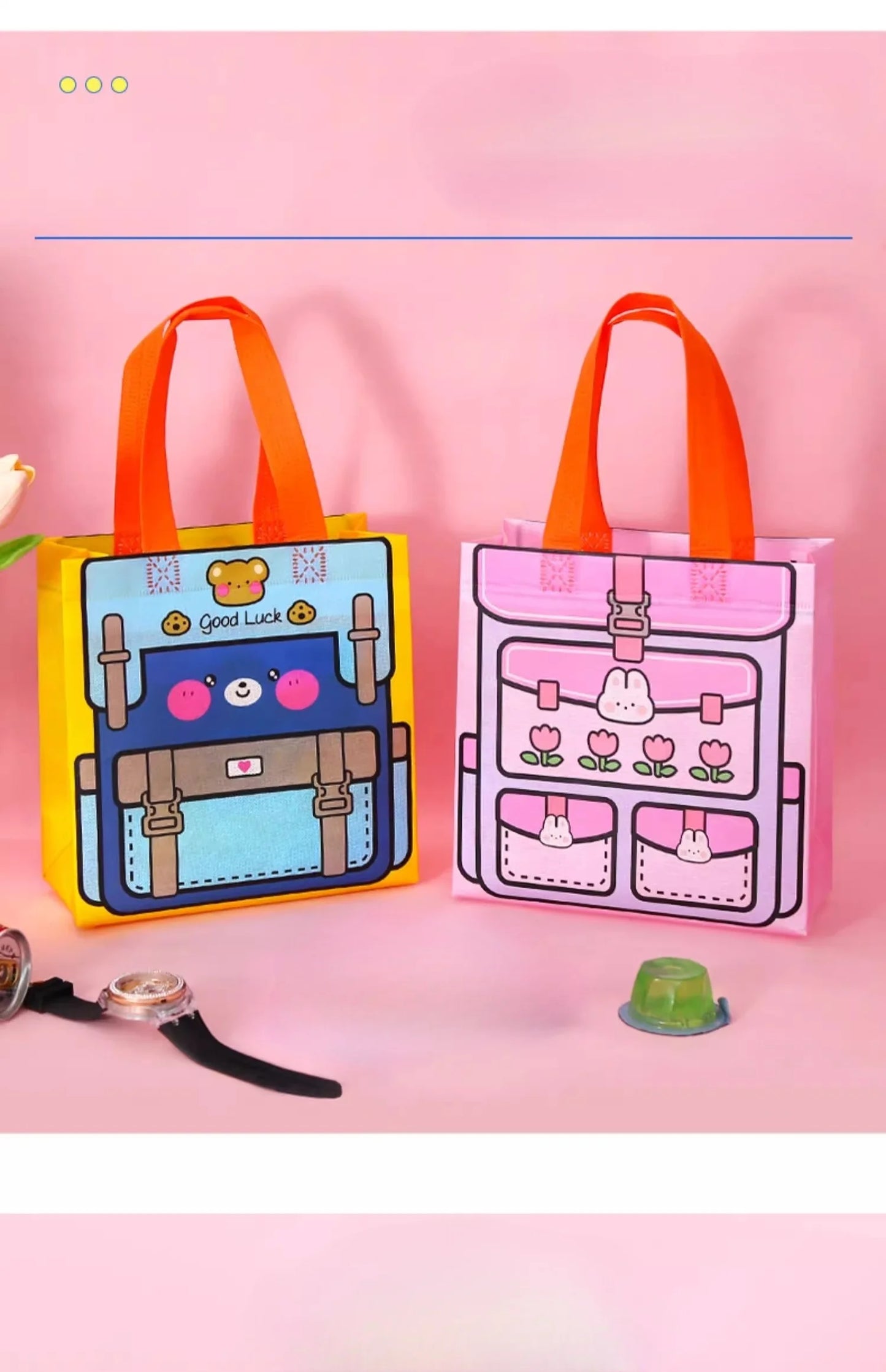 StoBag Eco-Friendly Cartoon Gift Wrapping Tote Bag for Kids Birthday Parties Ideal for Candy Toys Stationery and More