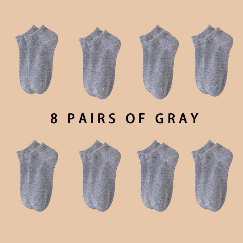 8 Pairs Women/Men Boat Socks Invisible Low Cut Non-slip Casual Breathable
