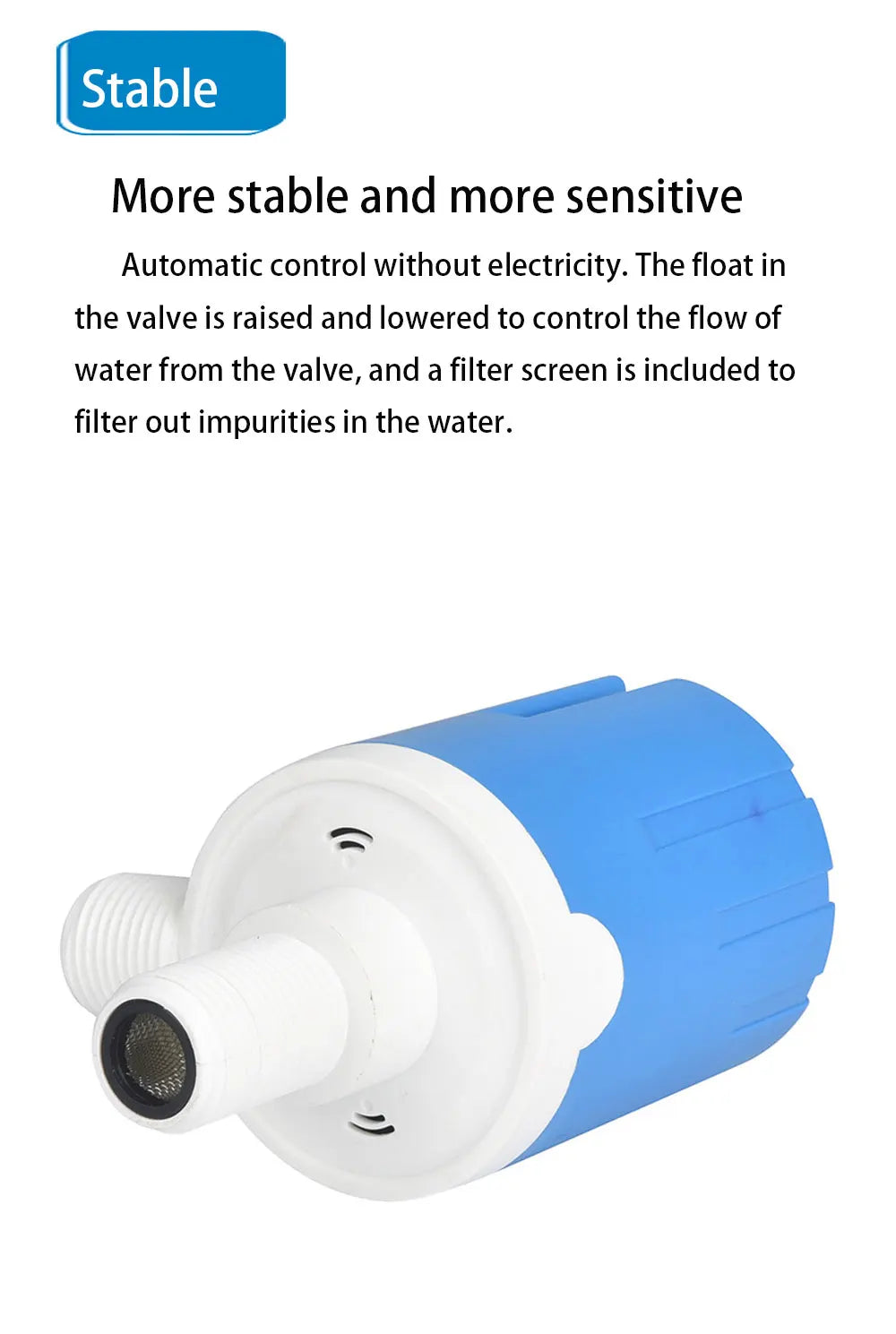 1/2'' 3/4'' 1'' Control de nivel de agua práctico Reemplazo duradero Válvula de flotador completamente automática Balva de bola de nailon anticorrosión