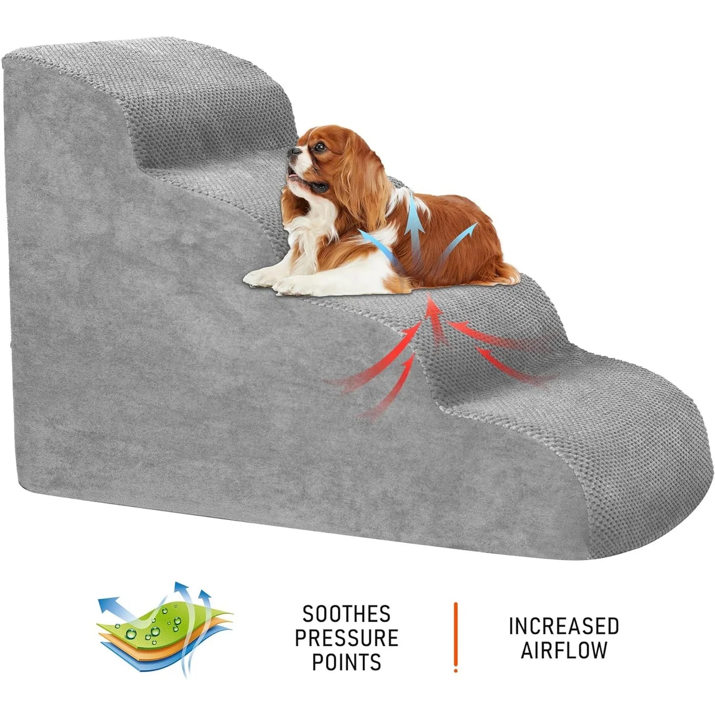 Pet Stairs for Large Dogs and Cats High Density Soft Foam Extra Wide Non-Slip Steps for High Beds and Couches