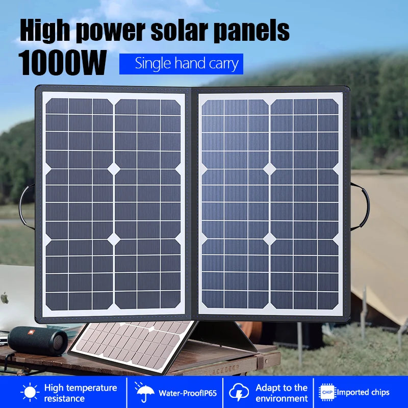 1000W Portable Foldable Solar Panel Kit Complete Solar Power Station 18V Generator Charger for Outdoor Camping Car Boat