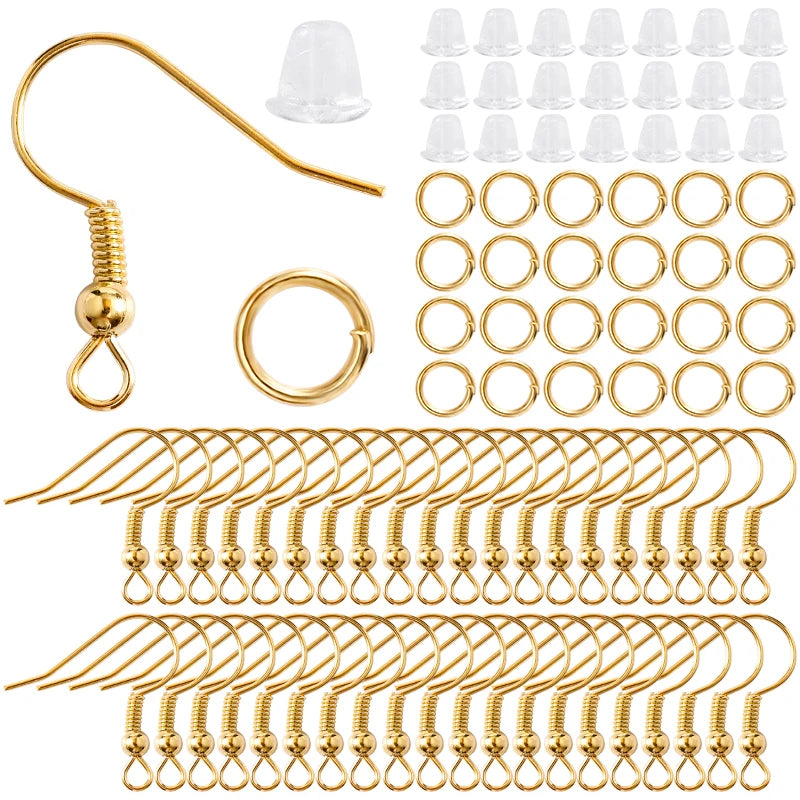 300Pcs Earrings Set Hypoallergenic Hooks Rubber Backs for Jewelry Making