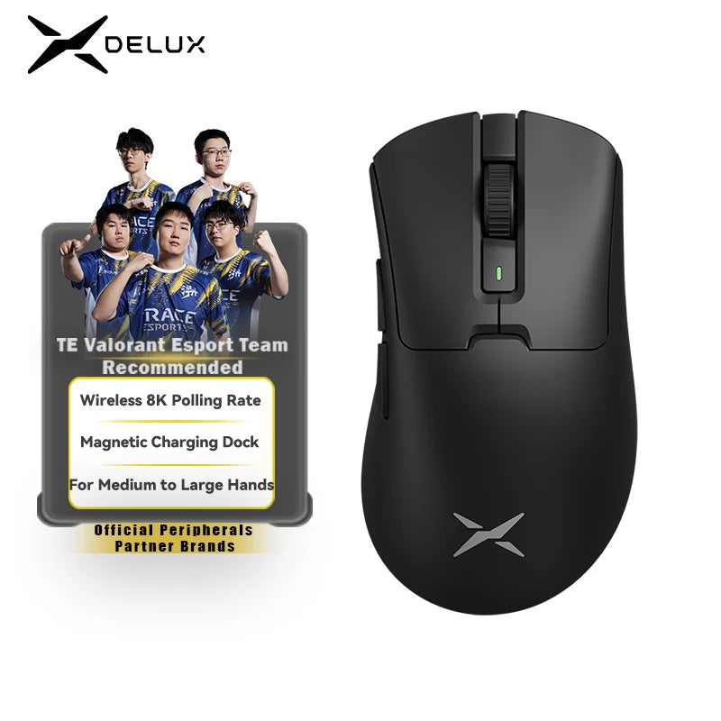 Delux M900PRO Wireless Gaming Mouse Ergonomic 8K PAW3395 RGB Dock