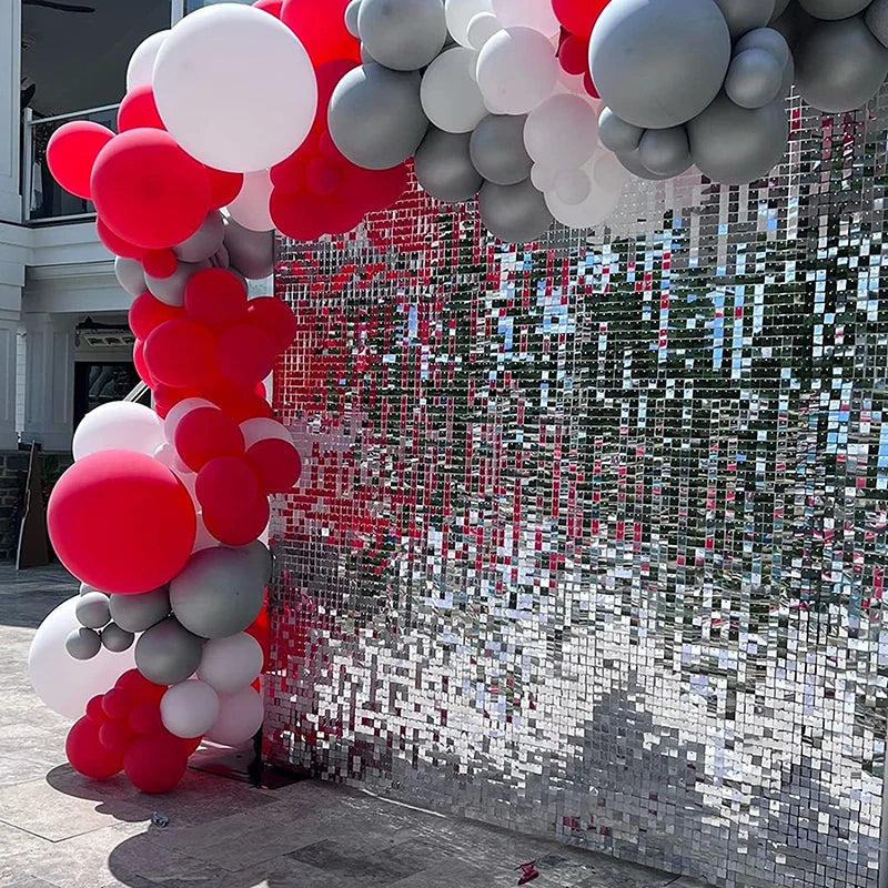 Silver Sequin Wall Backdrop Panels Set of 18 for Wedding Bridal Shower and Bachelorette Party Decorations