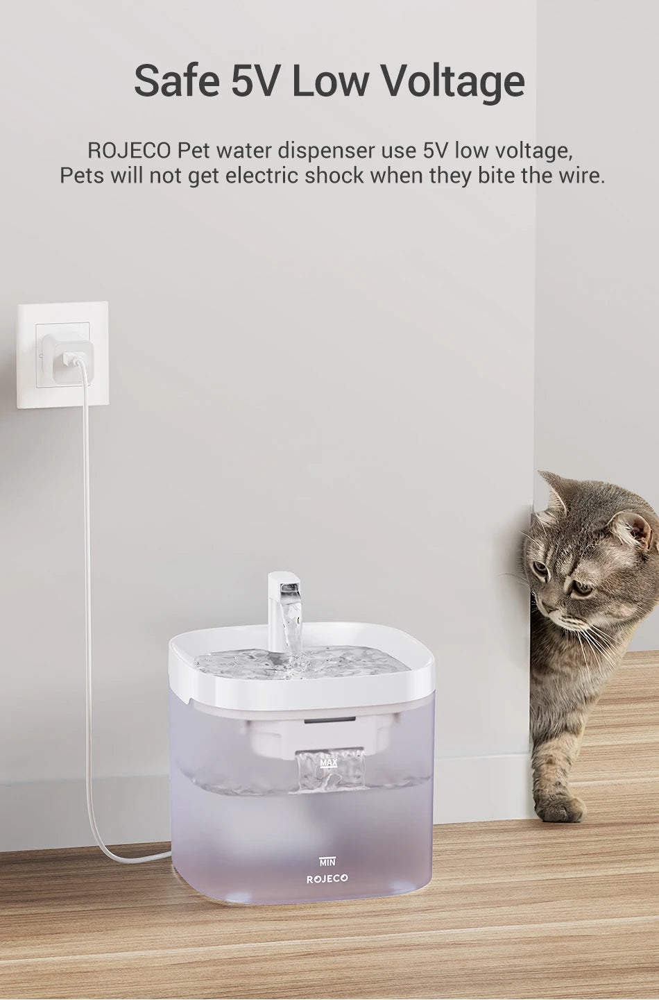 ROJECO Smart Cat Water Fountain Automatic Pet Dispenser
