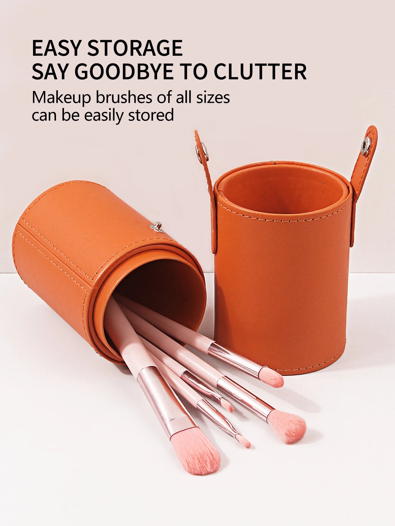 Portable PU Leather Travel Makeup Brush Holder Organizer Bag