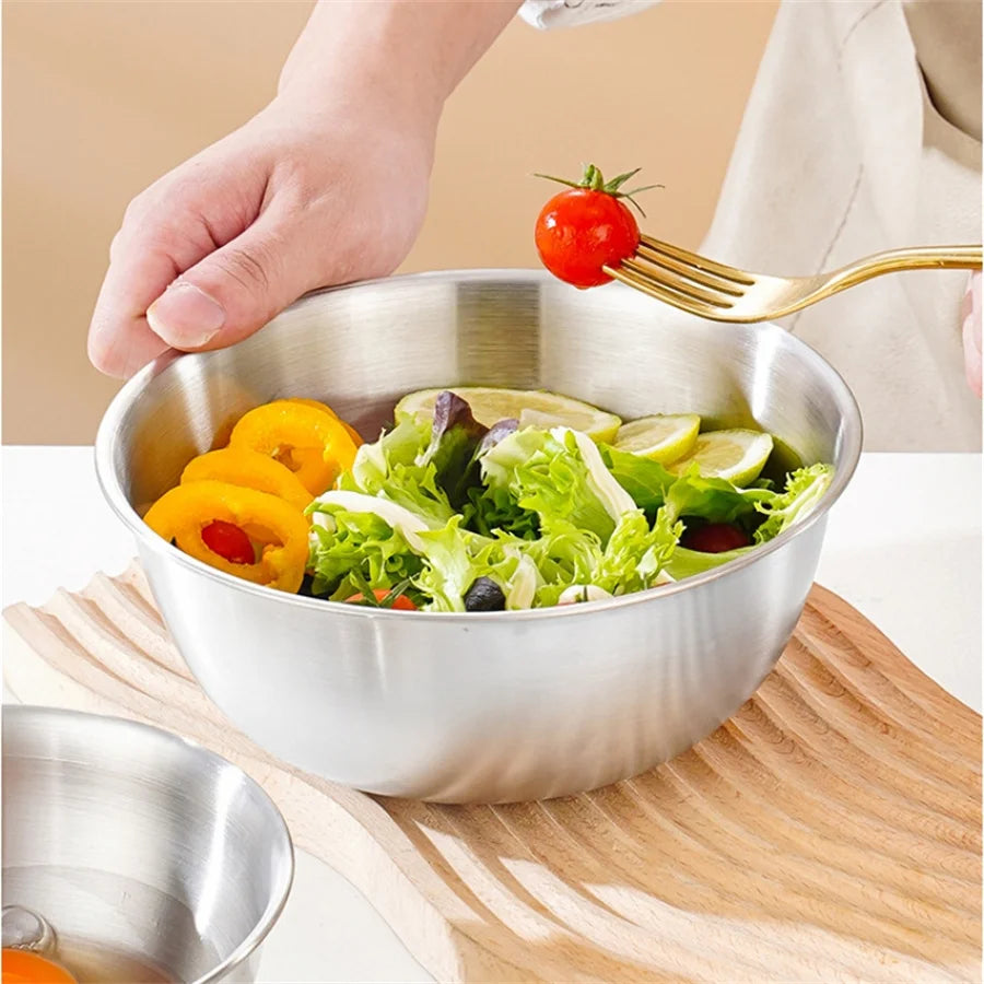 Stainless Steel Gold and Silver Salad and Noodle Bowl Elegant Kitchen Tableware Food Container