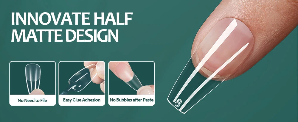 Nailpop 600PCS Full Cover Medium Length Ballerina Nail Tips