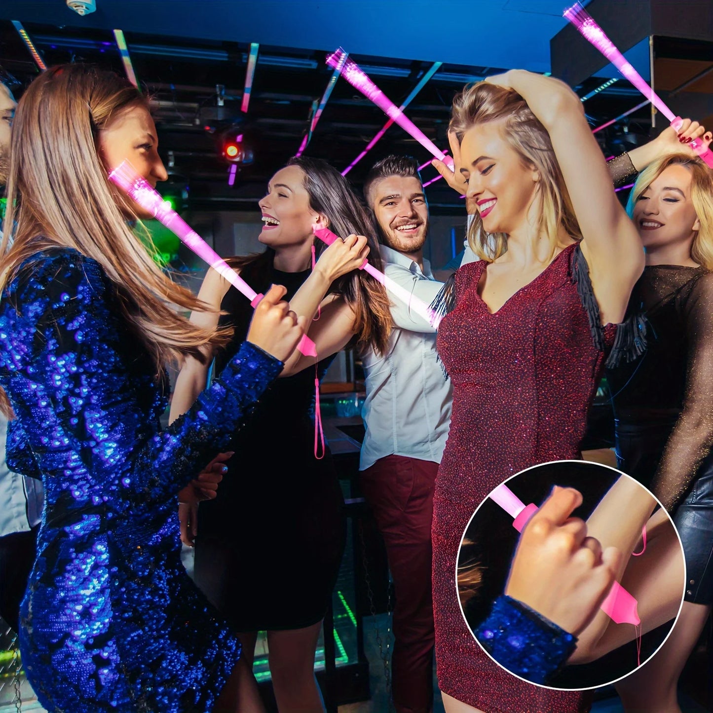 12 Pack LED Fiber Optic Wands Light Up Sticks with 3 Modes for Parties and Events