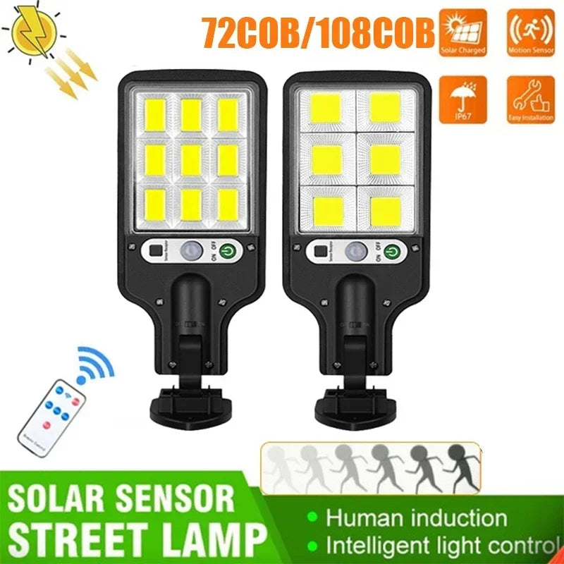 1/2/4PCS 108 COB Sensor Solar Lamps Outdoor Waterproof Security Light with Remote Control