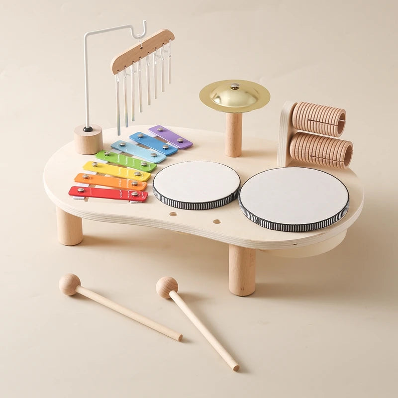 Wooden Montessori Musical Xylophone and Aeolian Bells Baby Educational Toy Set for Newborns and Toddlers Birthday Gifts