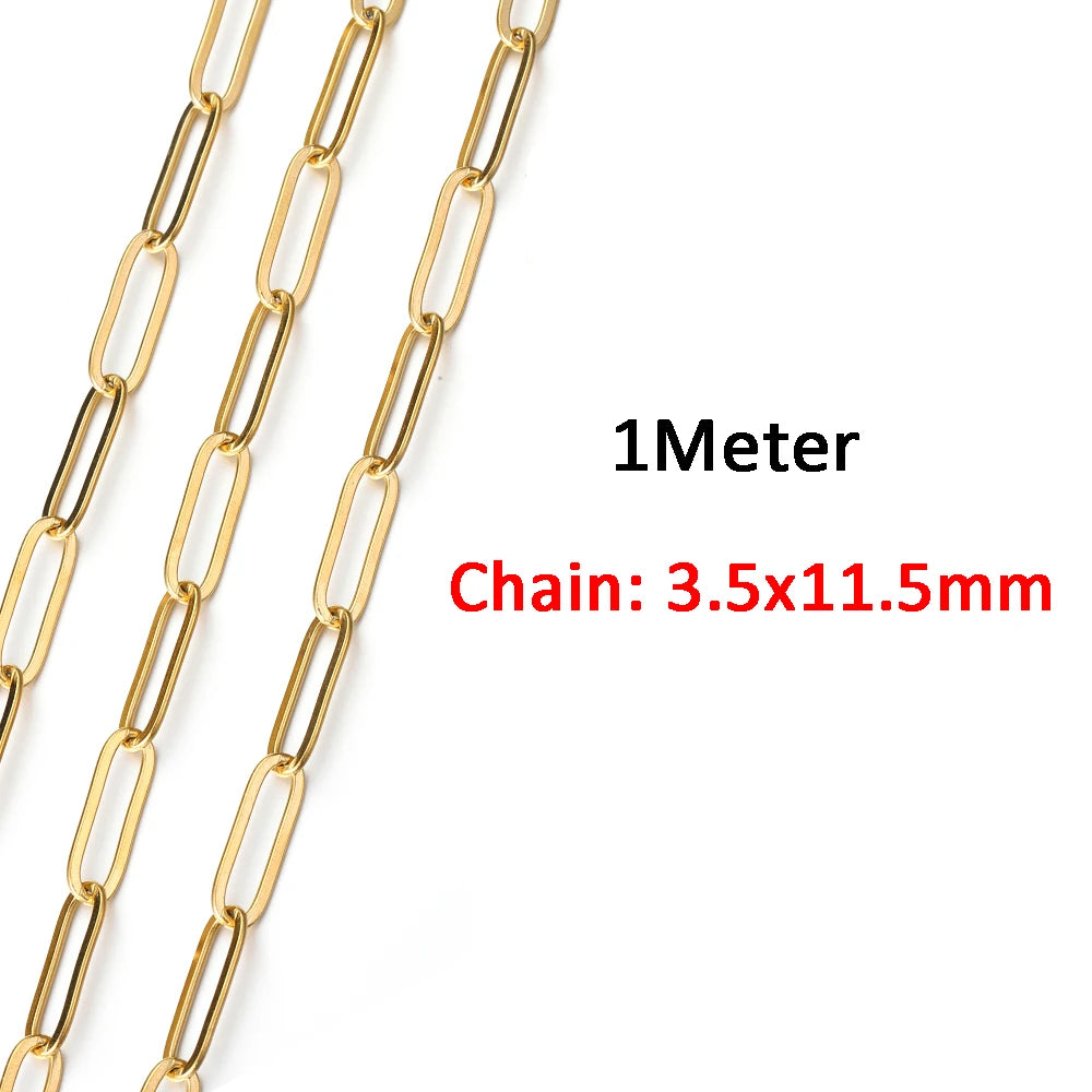 2 Meters/1 Meter High Quality Gold Color Stainless Steel Chain for DIY Jewelry Making