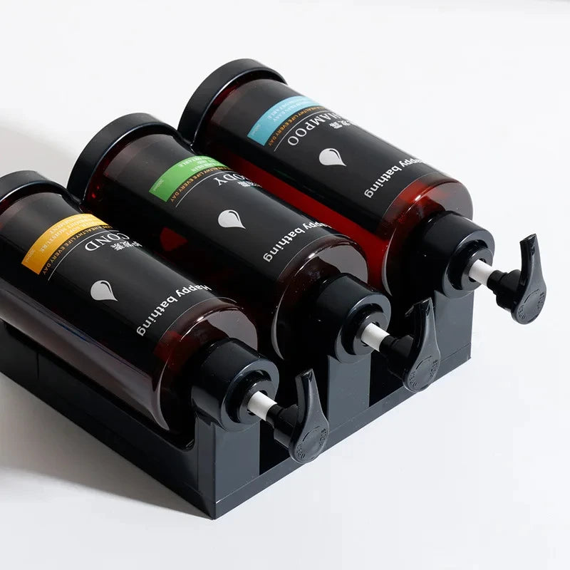 Wall Mounted Hotel Shampoo and Shower Gel Dispenser with Hand Sanitizer Box and Manual Soap Dispenser