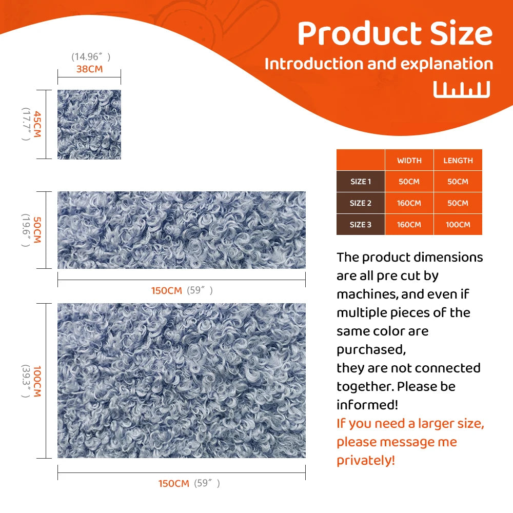 Teddy Fur Plush Fabric Polyester Soft Velvet for DIY Doll Hair Non Elastic Solid Color by Meter