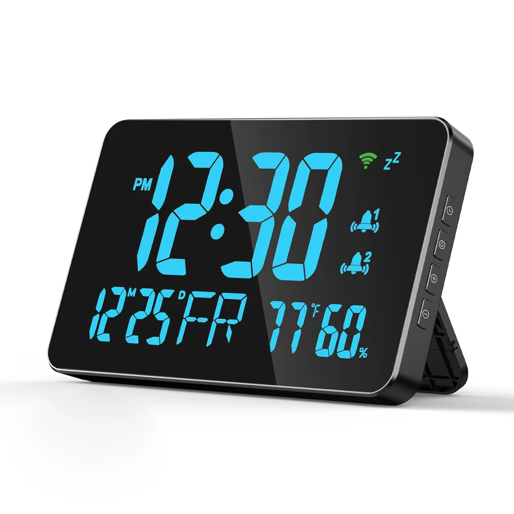 Tuya WiFi Desktop Clock Calendar with Intelligent Thermometer and Hygrometer Digital LED Display Auto-Calibration and Four Levels